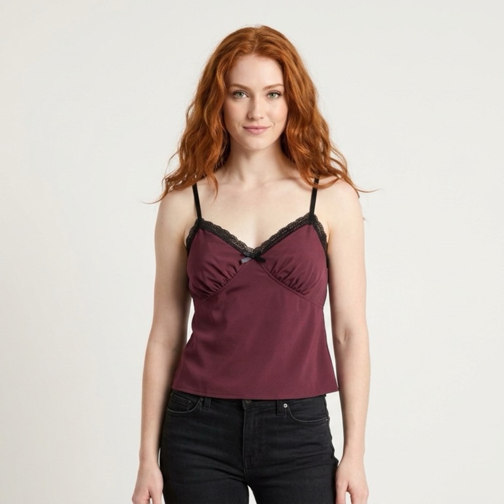 Camisole with Black Lace Trim. - Picture 2 of 3